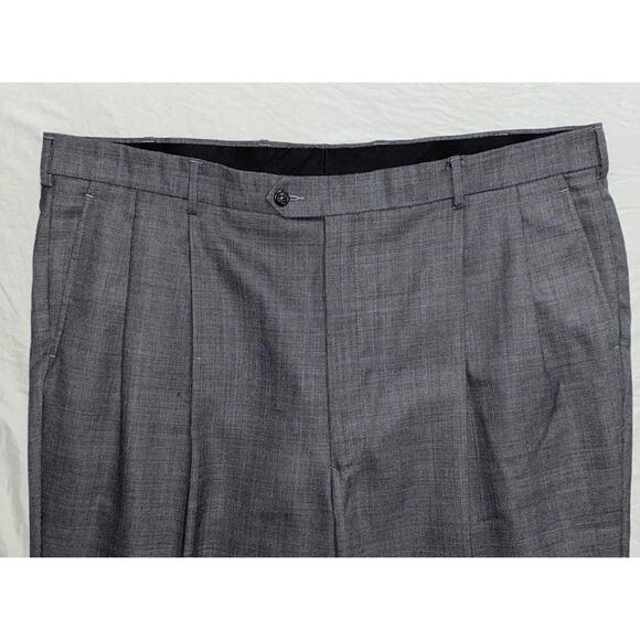 Stafford Performance Classic Fit Pleated Wool Dress Pants. Glen Plaid, 42X31 EUC - Picture 6 of 9